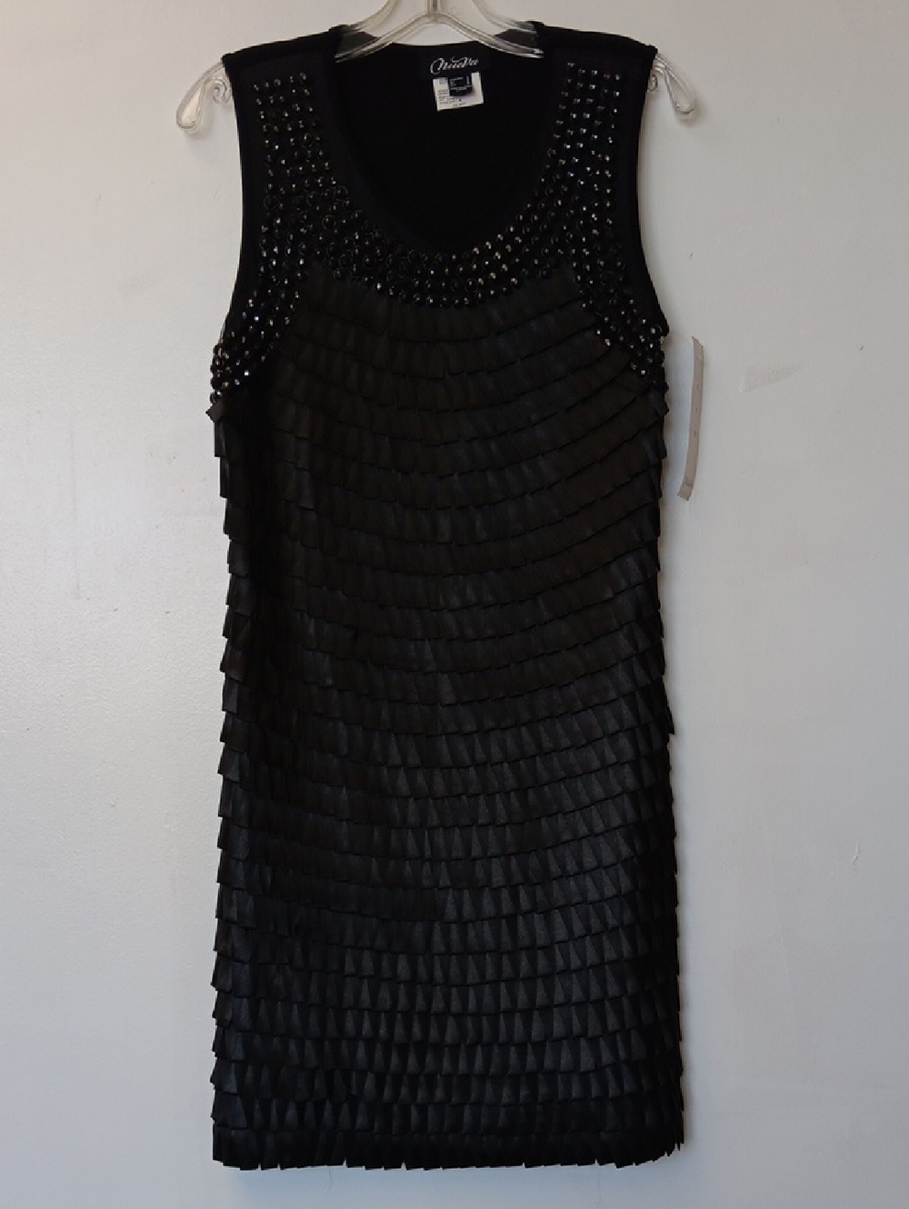 Vintage Nueva Onyx Divinity Black Beaded Tiered Dress